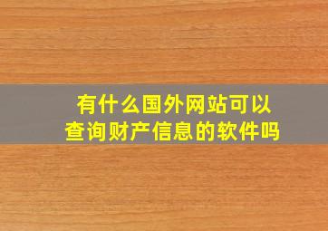 有什么国外网站可以查询财产信息的软件吗