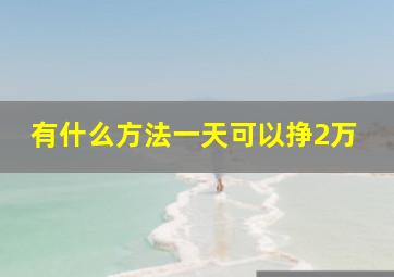 有什么方法一天可以挣2万