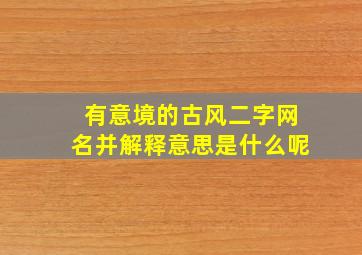 有意境的古风二字网名并解释意思是什么呢