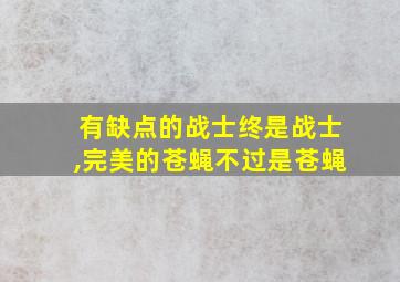 有缺点的战士终是战士,完美的苍蝇不过是苍蝇