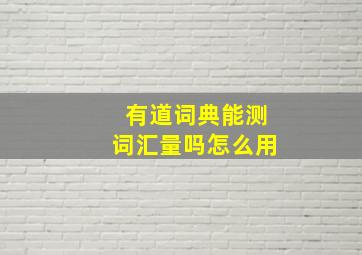 有道词典能测词汇量吗怎么用