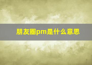 朋友圈pm是什么意思