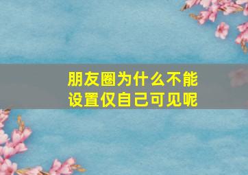 朋友圈为什么不能设置仅自己可见呢