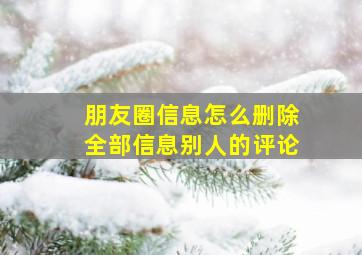 朋友圈信息怎么删除全部信息别人的评论