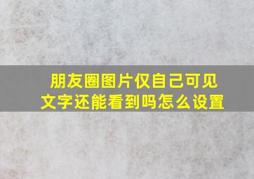 朋友圈图片仅自己可见文字还能看到吗怎么设置