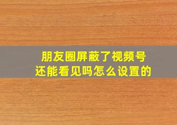 朋友圈屏蔽了视频号还能看见吗怎么设置的