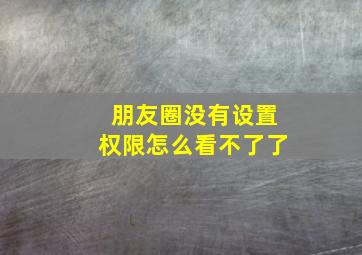 朋友圈没有设置权限怎么看不了了