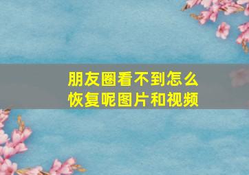 朋友圈看不到怎么恢复呢图片和视频