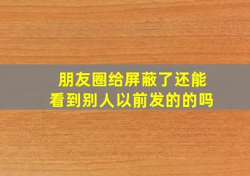 朋友圈给屏蔽了还能看到别人以前发的的吗