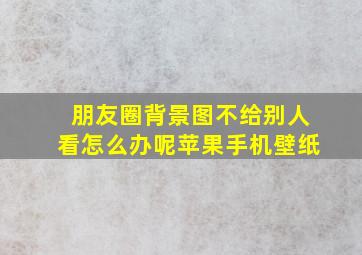 朋友圈背景图不给别人看怎么办呢苹果手机壁纸