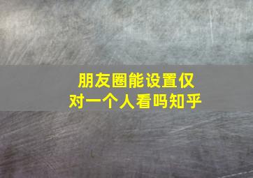 朋友圈能设置仅对一个人看吗知乎