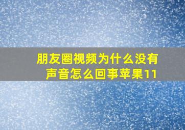 朋友圈视频为什么没有声音怎么回事苹果11