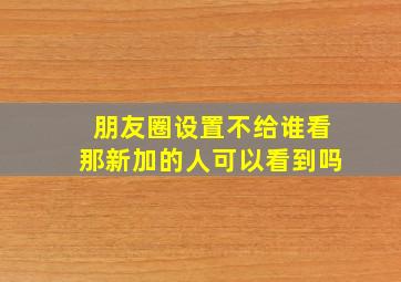 朋友圈设置不给谁看那新加的人可以看到吗