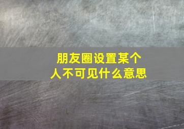 朋友圈设置某个人不可见什么意思