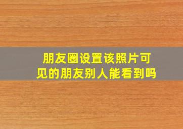 朋友圈设置该照片可见的朋友别人能看到吗