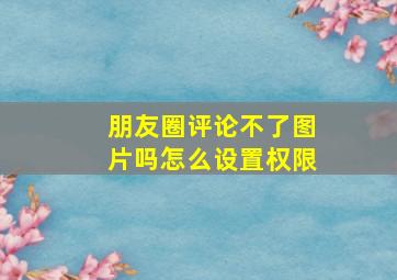 朋友圈评论不了图片吗怎么设置权限