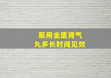 服用金匮肾气丸多长时间见效