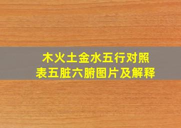 木火土金水五行对照表五脏六腑图片及解释