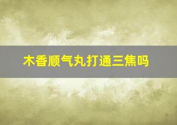 木香顺气丸打通三焦吗