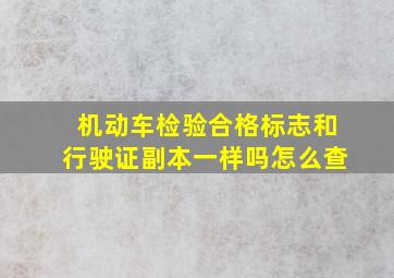 机动车检验合格标志和行驶证副本一样吗怎么查