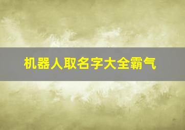 机器人取名字大全霸气