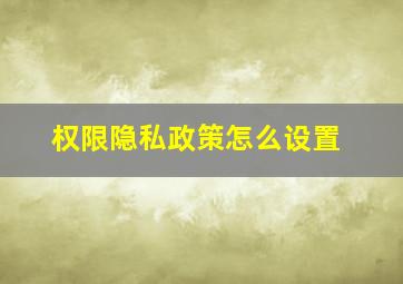 权限隐私政策怎么设置