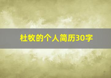 杜牧的个人简历30字