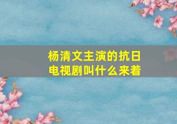 杨清文主演的抗日电视剧叫什么来着