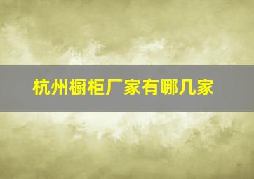 杭州橱柜厂家有哪几家