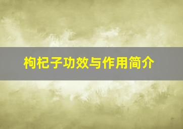 枸杞子功效与作用简介