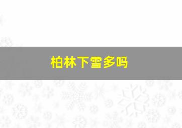 柏林下雪多吗