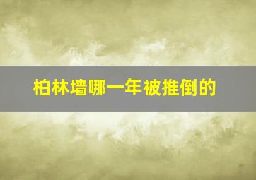 柏林墙哪一年被推倒的