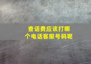 查话费应该打哪个电话客服号码呢