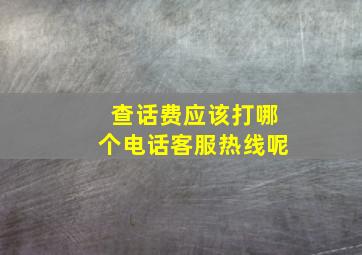 查话费应该打哪个电话客服热线呢