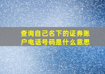 查询自己名下的证券账户电话号码是什么意思