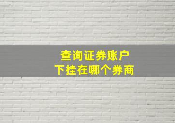 查询证券账户下挂在哪个券商