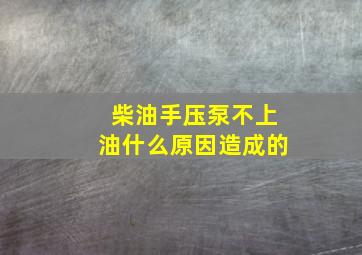 柴油手压泵不上油什么原因造成的