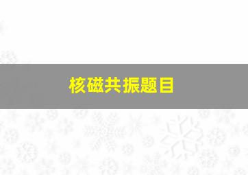 核磁共振题目