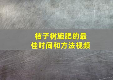 桔子树施肥的最佳时间和方法视频