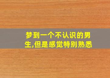 梦到一个不认识的男生,但是感觉特别熟悉