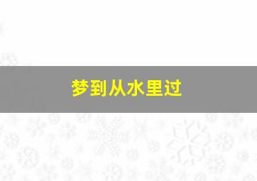 梦到从水里过