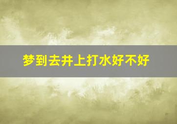 梦到去井上打水好不好