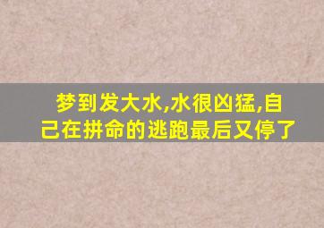 梦到发大水,水很凶猛,自己在拼命的逃跑最后又停了