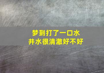 梦到打了一口水井水很清澈好不好