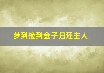 梦到捡到金子归还主人