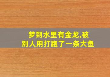 梦到水里有金龙,被别人用打跑了一条大鱼