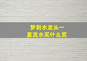 梦到水龙头一直流水买什么奖