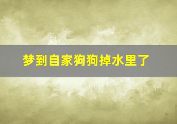 梦到自家狗狗掉水里了