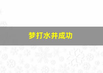 梦打水井成功