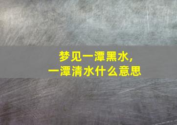 梦见一潭黑水,一潭清水什么意思